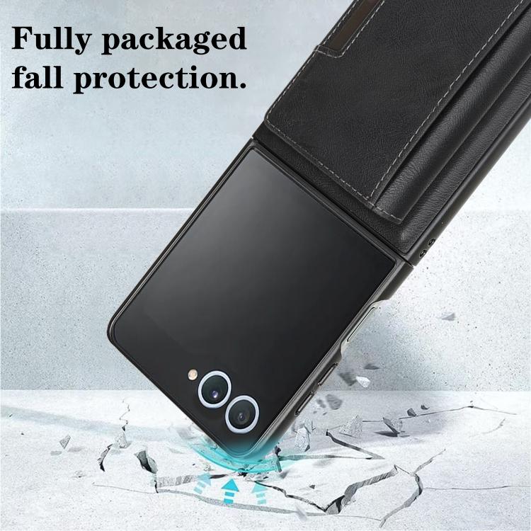 For Samsung Galaxy Z Flip7 Kalebol Strong Magnetic MagSafe Tri-Fold Wallet Leather Phone Case