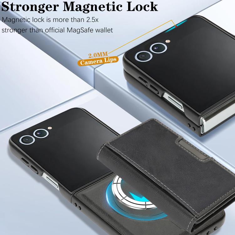 For Samsung Galaxy Z Flip7 Kalebol Strong Magnetic MagSafe Tri-Fold Wallet Leather Phone Case