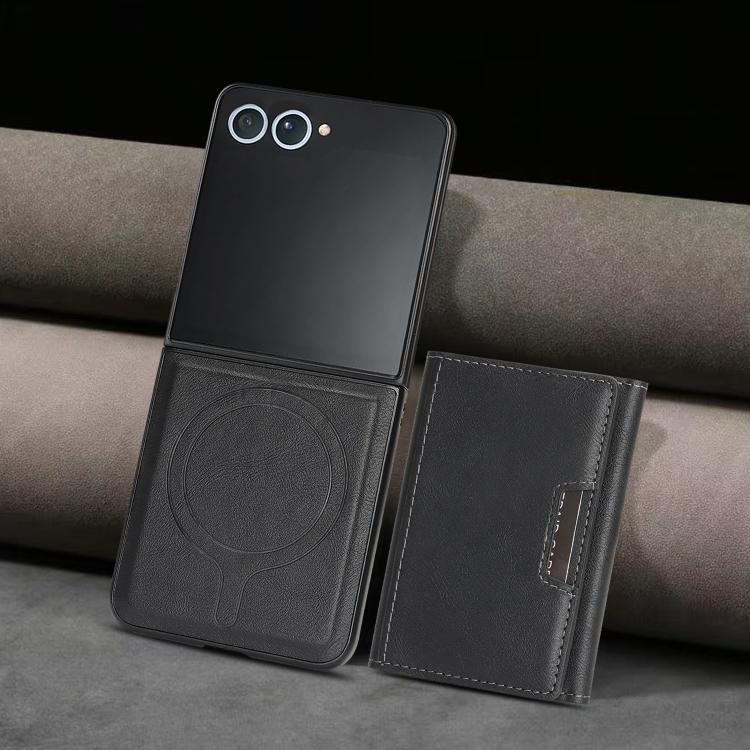For Samsung Galaxy Z Flip7 Kalebol Strong Magnetic MagSafe Tri-Fold Wallet Leather Phone Case