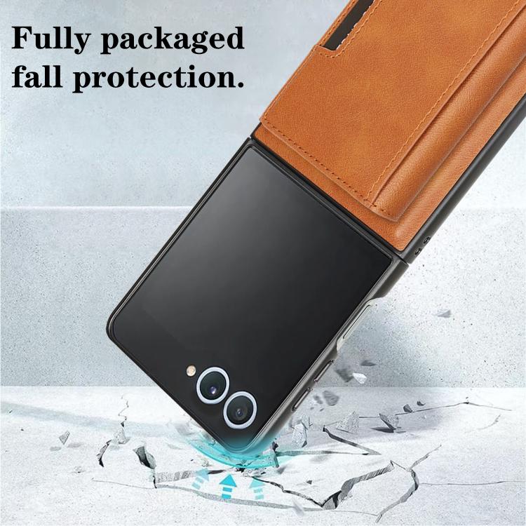 For Samsung Galaxy Z Flip7 Kalebol Strong Magnetic MagSafe Tri-Fold Wallet Leather Phone Case