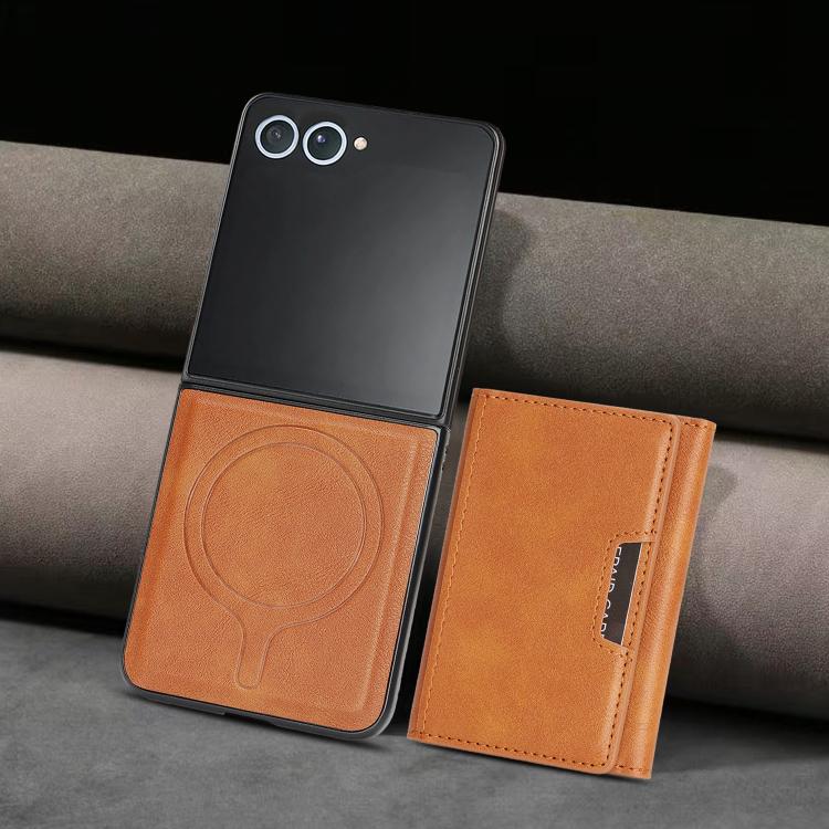 For Samsung Galaxy Z Flip7 Kalebol Strong Magnetic MagSafe Tri-Fold Wallet Leather Phone Case