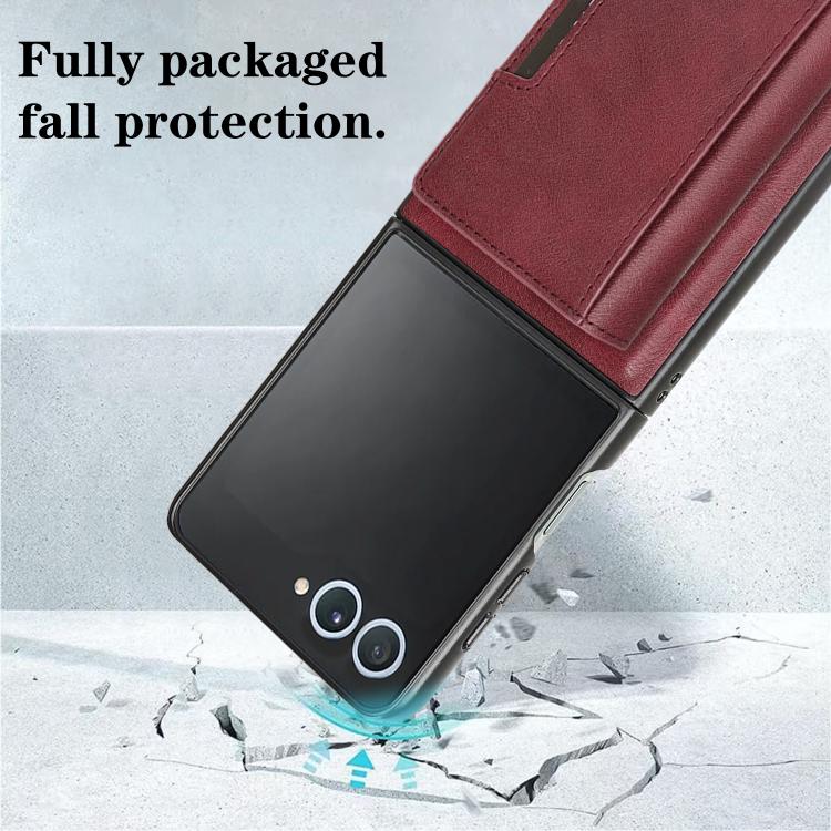 For Samsung Galaxy Z Flip7 Kalebol Strong Magnetic MagSafe Tri-Fold Wallet Leather Phone Case