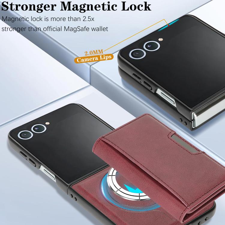 For Samsung Galaxy Z Flip7 Kalebol Strong Magnetic MagSafe Tri-Fold Wallet Leather Phone Case