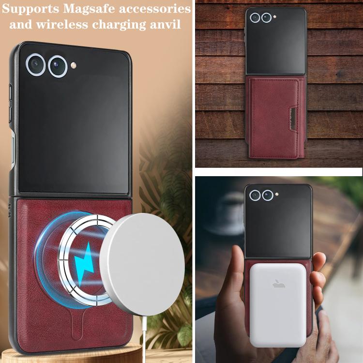 For Samsung Galaxy Z Flip7 Kalebol Strong Magnetic MagSafe Tri-Fold Wallet Leather Phone Case