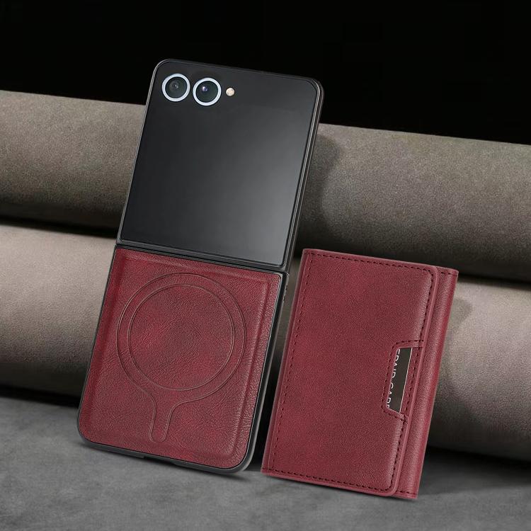 For Samsung Galaxy Z Flip7 Kalebol Strong Magnetic MagSafe Tri-Fold Wallet Leather Phone Case
