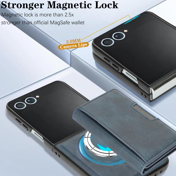 For Samsung Galaxy Z Flip7 Kalebol Strong Magnetic MagSafe Tri-Fold Wallet Leather Phone Case