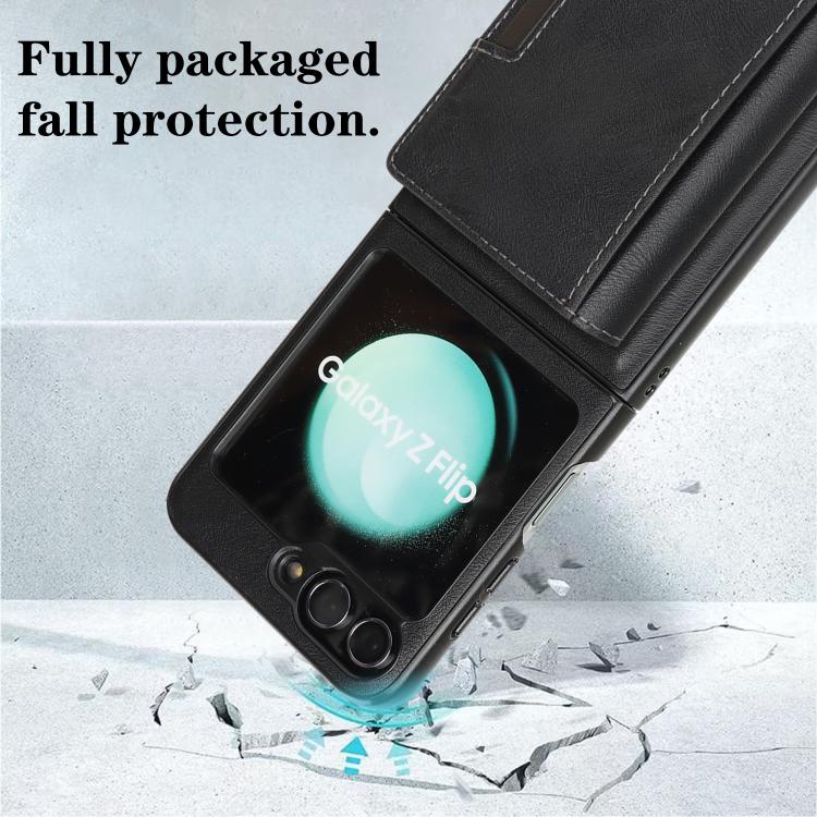 For Samsung Galaxy Z Flip6 / Flip7 FE Kalebol Strong Magnetic MagSafe Tri-Fold Wallet Leather Phone Case