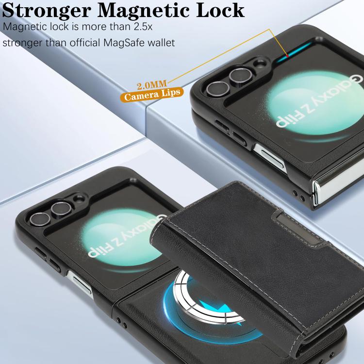 For Samsung Galaxy Z Flip6 / Flip7 FE Kalebol Strong Magnetic MagSafe Tri-Fold Wallet Leather Phone Case