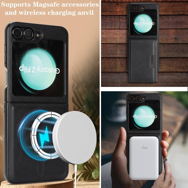 For Samsung Galaxy Z Flip6 / Flip7 FE Kalebol Strong Magnetic MagSafe Tri-Fold Wallet Leather Phone Case