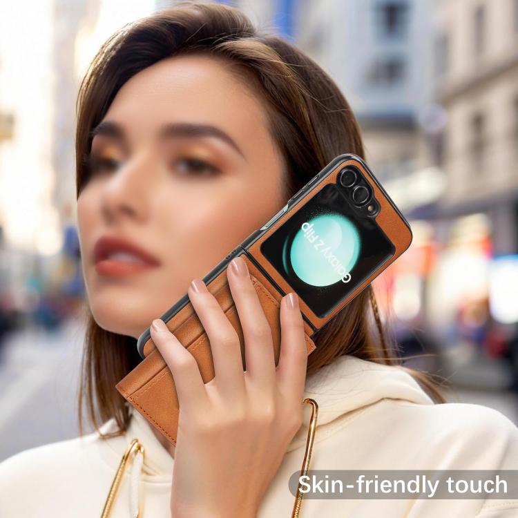 For Samsung Galaxy Z Flip6 / Flip7 FE Kalebol Strong Magnetic MagSafe Tri-Fold Wallet Leather Phone Case