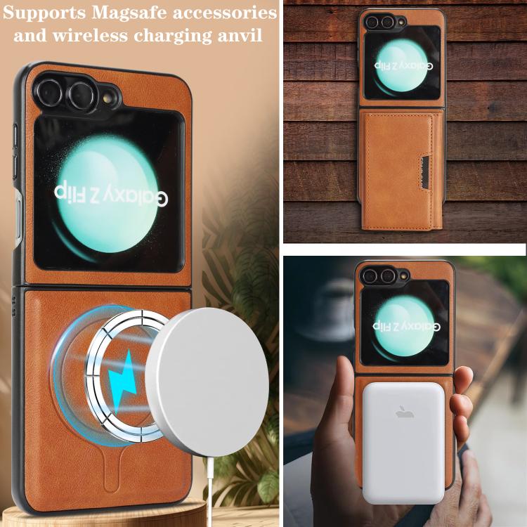 For Samsung Galaxy Z Flip6 / Flip7 FE Kalebol Strong Magnetic MagSafe Tri-Fold Wallet Leather Phone Case