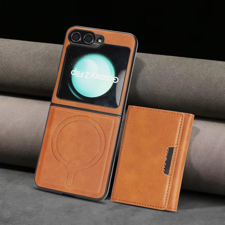 For Samsung Galaxy Z Flip6 / Flip7 FE Kalebol Strong Magnetic MagSafe Tri-Fold Wallet Leather Phone Case
