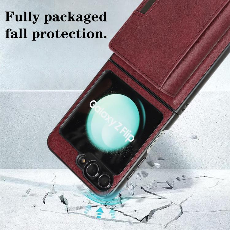 For Samsung Galaxy Z Flip6 / Flip7 FE Kalebol Strong Magnetic MagSafe Tri-Fold Wallet Leather Phone Case