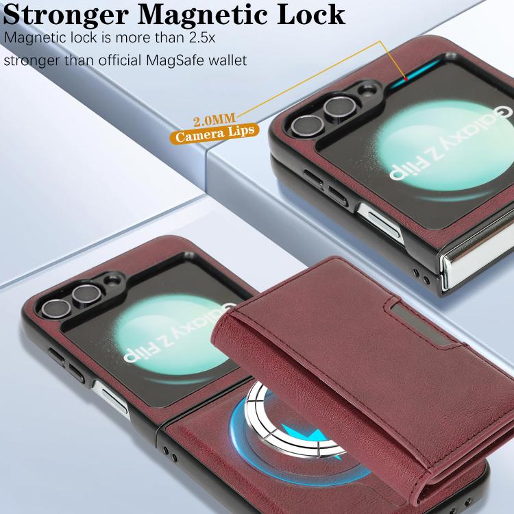 For Samsung Galaxy Z Flip6 / Flip7 FE Kalebol Strong Magnetic MagSafe Tri-Fold Wallet Leather Phone Case