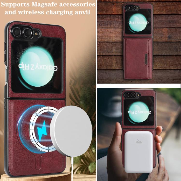 For Samsung Galaxy Z Flip6 / Flip7 FE Kalebol Strong Magnetic MagSafe Tri-Fold Wallet Leather Phone Case