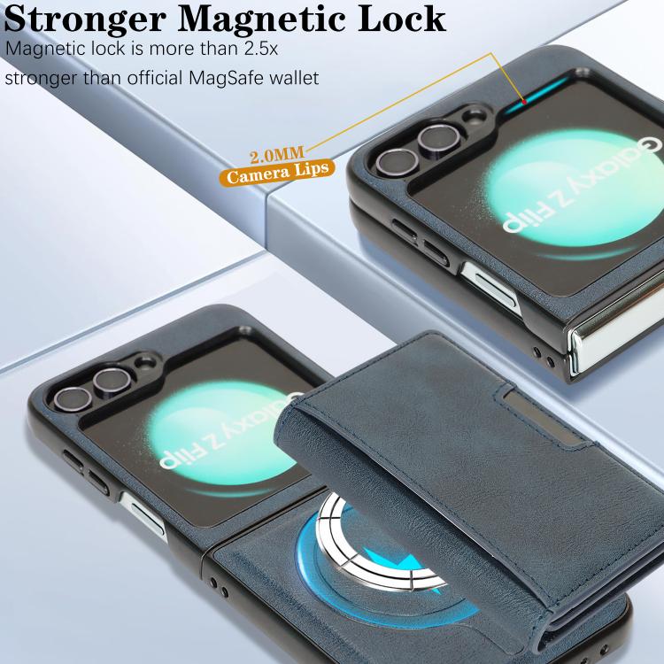 For Samsung Galaxy Z Flip6 / Flip7 FE Kalebol Strong Magnetic MagSafe Tri-Fold Wallet Leather Phone Case