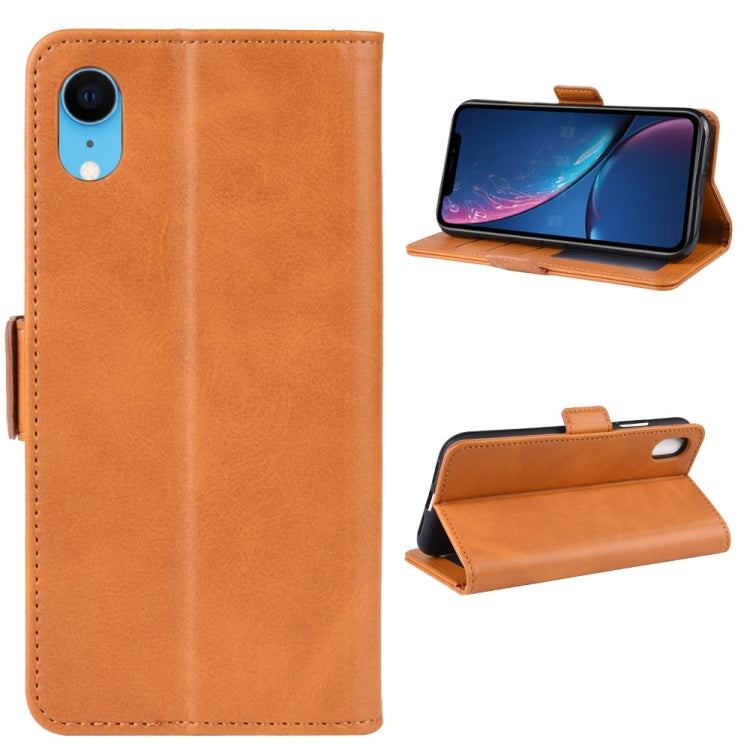 For iPhone XR Dual-side Magnetic Buckle Horizontal Flip Leather Case with Holder & Card Slots & Photo Frame