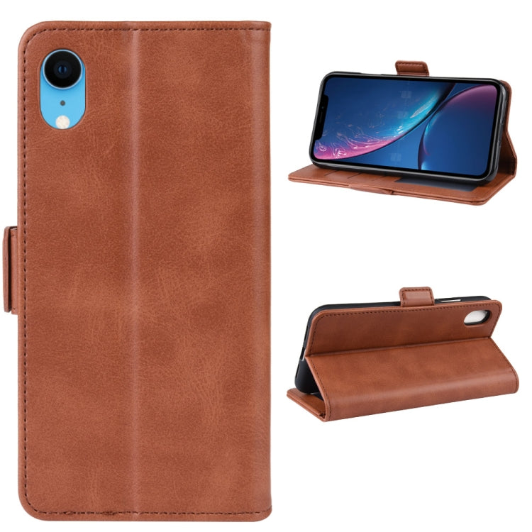 For iPhone XR Dual-side Magnetic Buckle Horizontal Flip Leather Case with Holder & Card Slots & Photo Frame