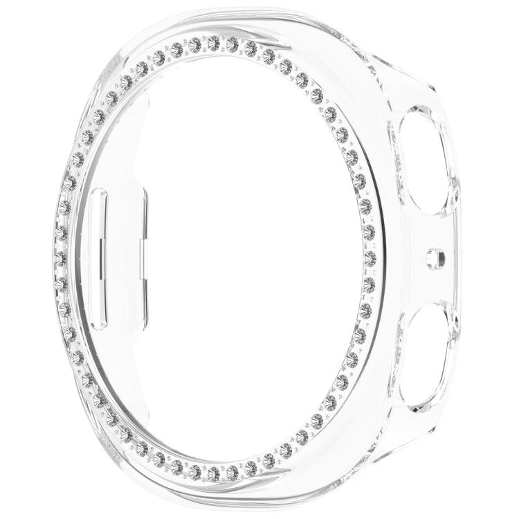 For Samsung Galaxy Watch 8 40mm Single Row Diamond Half Coverage Hollow PC Watch Case - Transparent