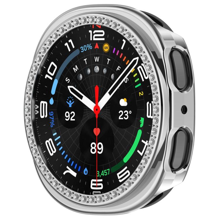 For Samsung Galaxy Watch 8 40mm Single Row Diamond Half Coverage Hollow PC Watch Case