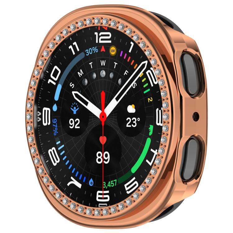 For Samsung Galaxy Watch 8 40mm Single Row Diamond Half Coverage Hollow PC Watch Case