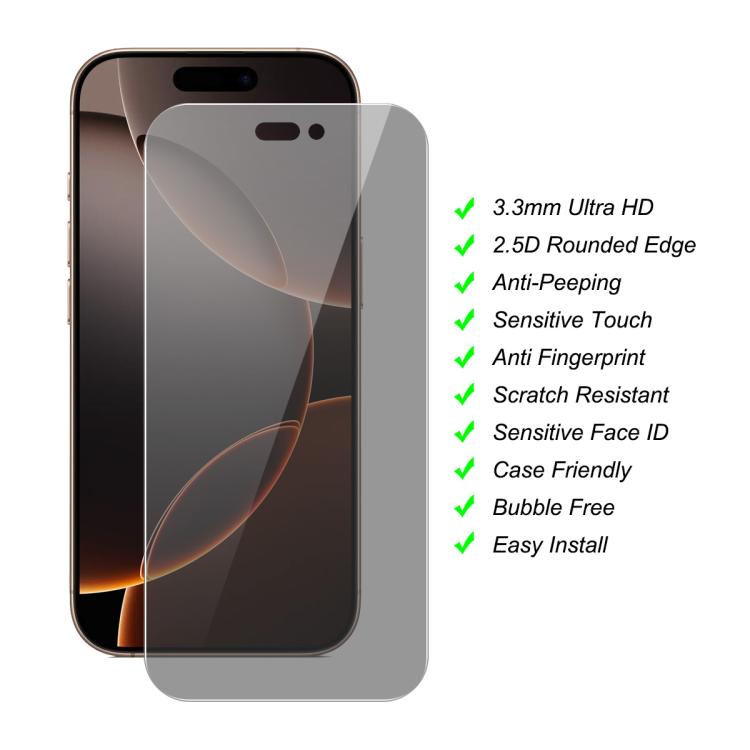 For iPhone 16 Pro JUNSUNMAY 25pcs Privacy Screen Protector Tempered Glass Film