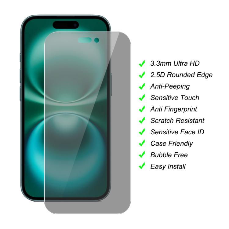 For iPhone 16 Plus JUNSUNMAY 25pcs Privacy Screen Protector Tempered Glass Film