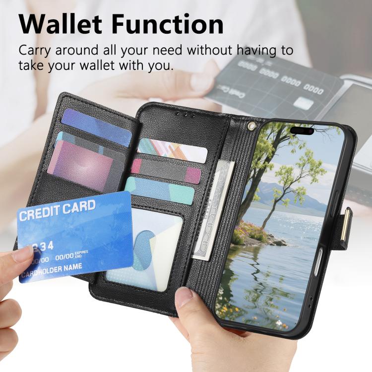 For iPhone 14 Plus Flowers Leaves Zipper Wallet Leather Phone Case with Strap