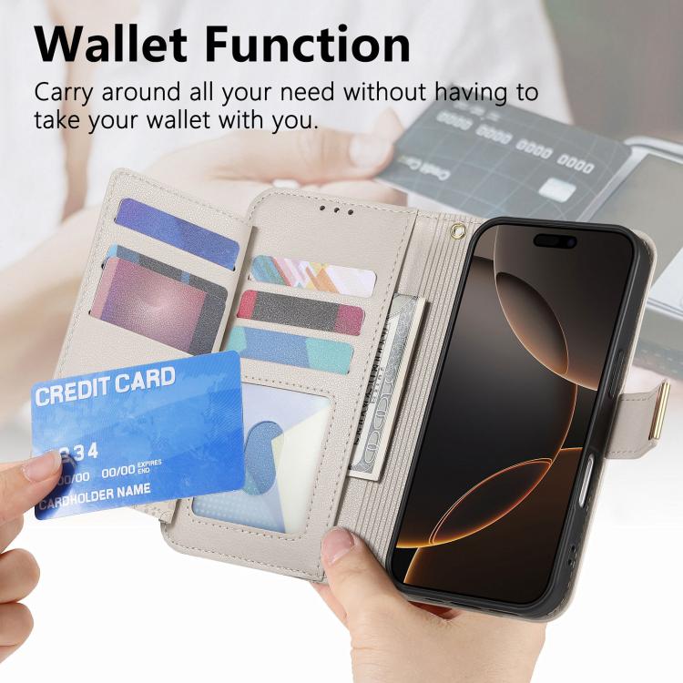 For iPhone 17 Flowers Leaves Zipper Wallet Leather Phone Case with Strap
