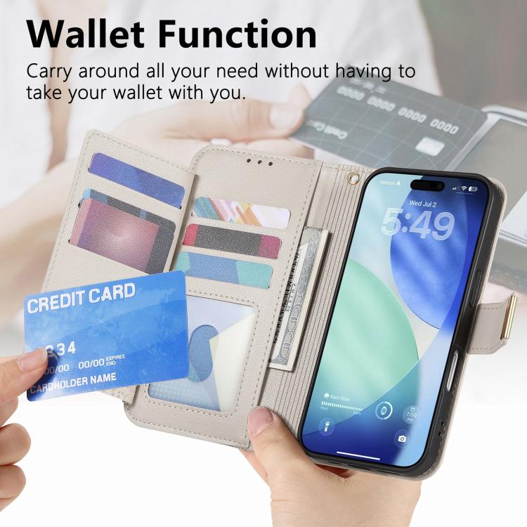 For iPhone Air Flowers Leaves Zipper Wallet Leather Phone Case with Strap