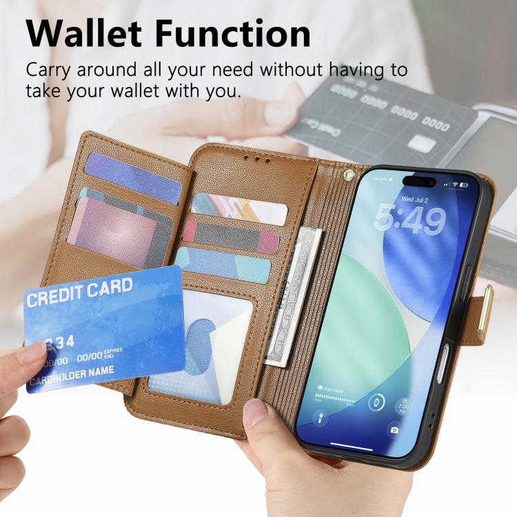 For iPhone Air Flowers Leaves Zipper Wallet Leather Phone Case with Strap