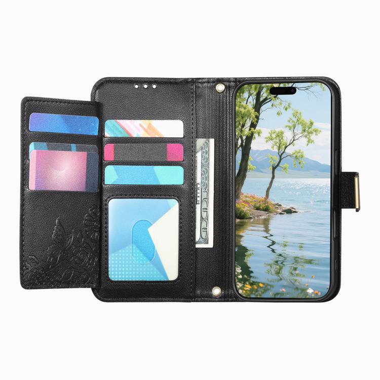 For Samsung Galaxy A16 Flowers Leaves Zipper Wallet Leather Phone Case with Strap