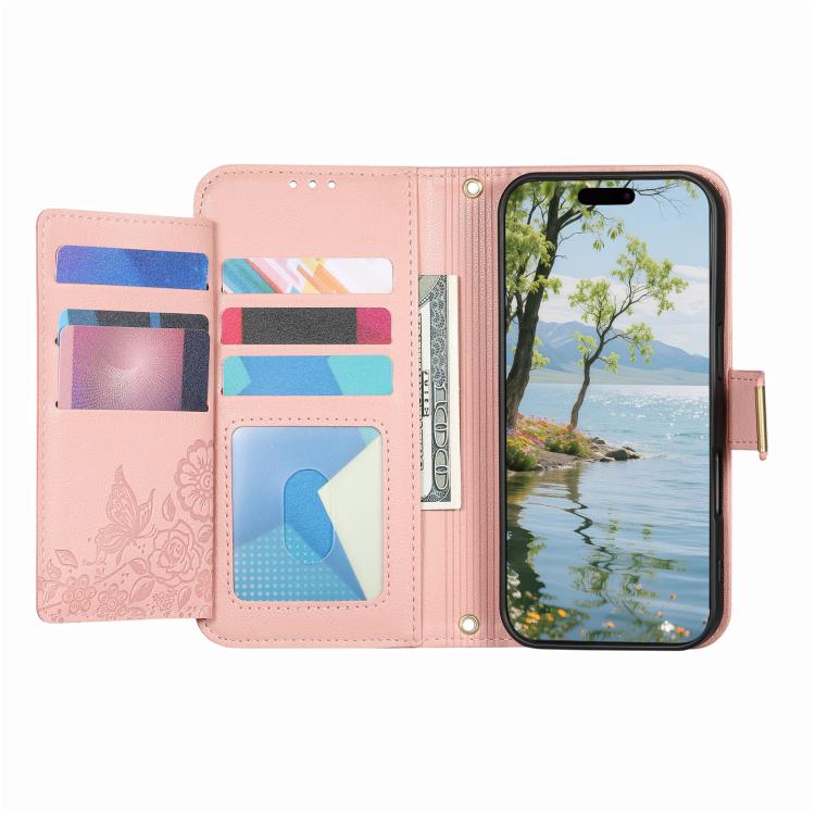 For Samsung Galaxy A53 5G Flowers Leaves Zipper Wallet Leather Phone Case with Strap