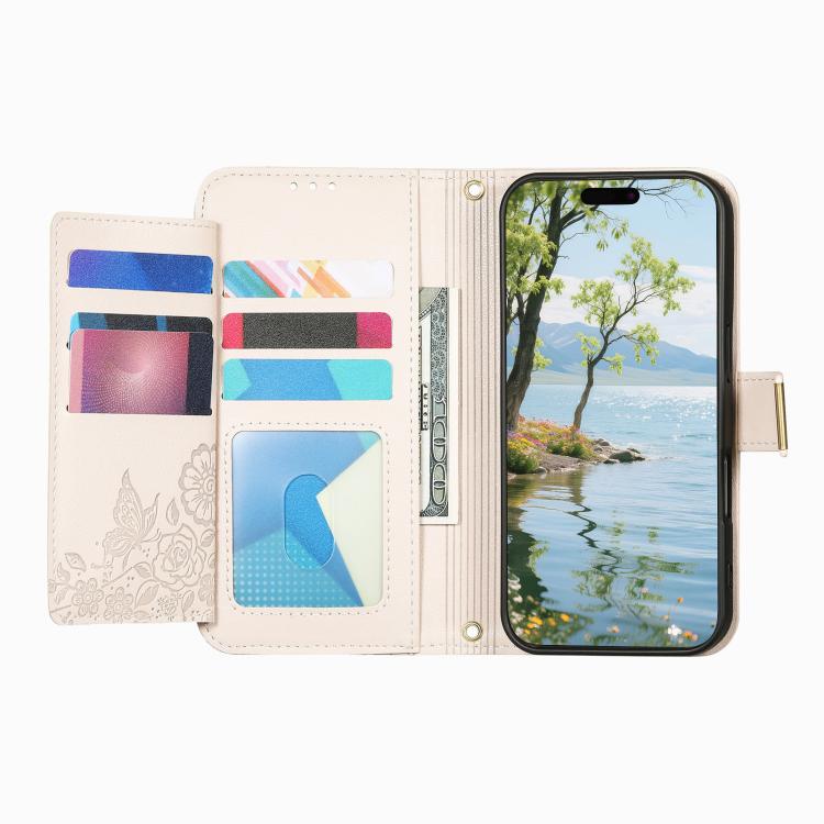 For Samsung Galaxy A17 5G Flowers Leaves Zipper Wallet Leather Phone Case with Strap