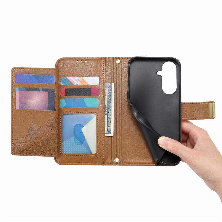 For Samsung Galaxy A37 5G Flowers Leaves Zipper Wallet Leather Phone Case with Strap