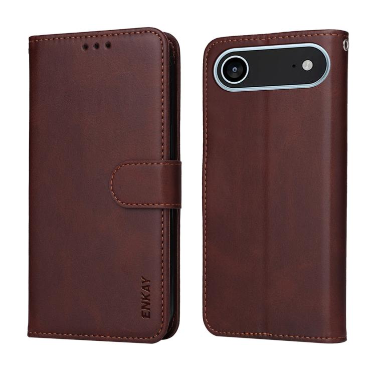 For iPhone Air ENKAY Card Wallet Calf Texture Leather Phone Case with Thickened Glue No White Edge Film