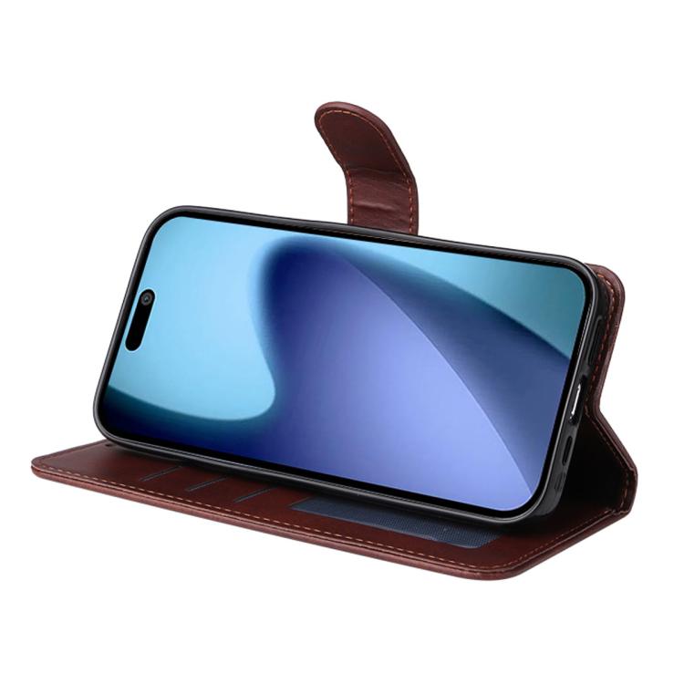 For iPhone Air ENKAY Card Wallet Calf Texture Leather Phone Case with Thickened Glue No White Edge Film