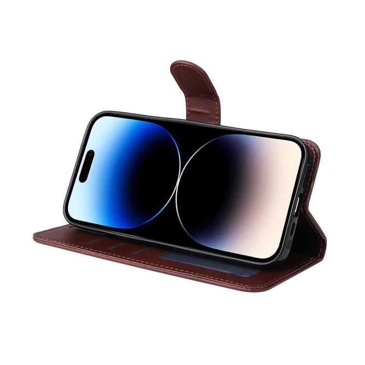 For iPhone 16 Pro Max ENKAY Card Wallet Calf Texture Leather Phone Case with Thickened Glue No White Edge Film