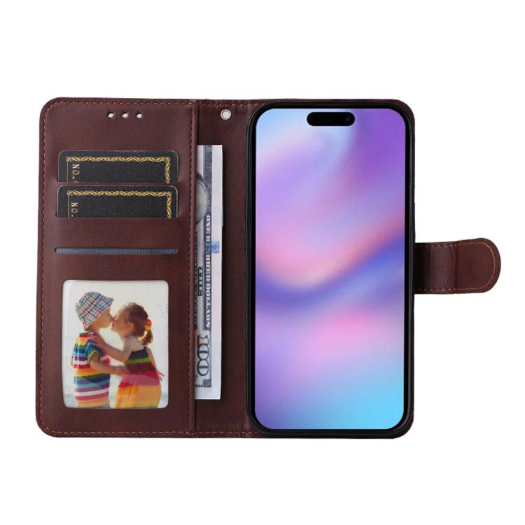For iPhone 16 ENKAY Card Wallet Calf Texture Leather Phone Case with Thickened Glue No White Edge Film