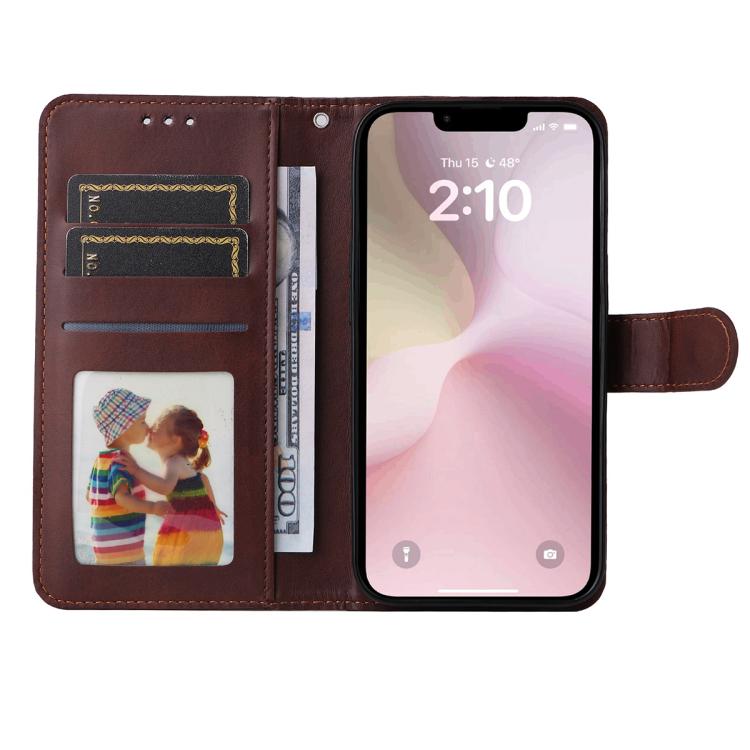 For iPhone 17e / 16e ENKAY Card Wallet Calf Texture Leather Phone Case with Thickened Glue No White Edge Film