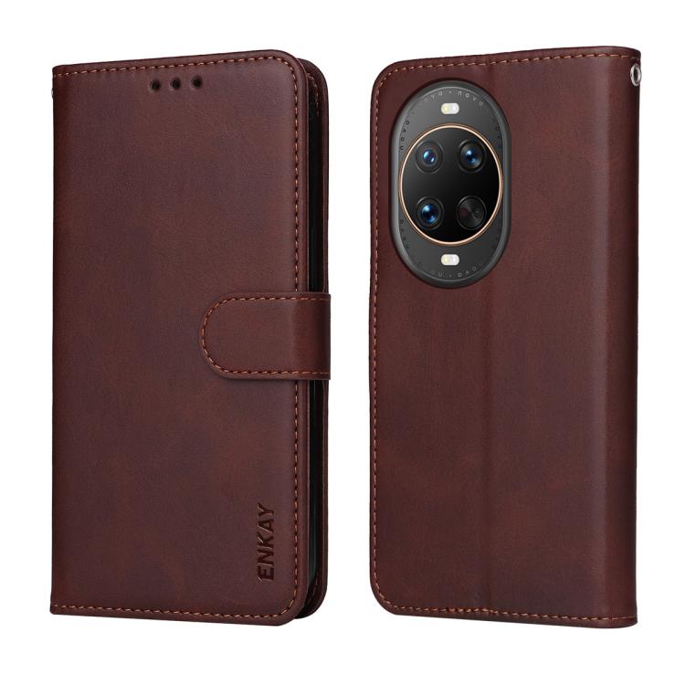 For Huawei nova 14 Pro / 13 Pro ENKAY Card Wallet Calf Texture Leather Phone Case with Full Glue Coverage Soft Hydrogel Film