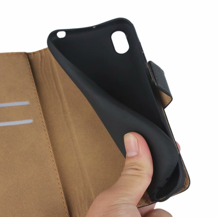 Leather Horizontal Flip Holster for Huawei Y5 2019 with Magnetic Clasp and Bracket and Card Slot and Wallet(Black)