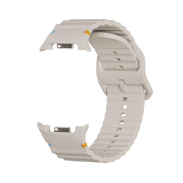 For Samsung Galaxy Watch8 / Watch8 Classic Wavy Grain Stitched Color Buckle Silicone Watch Band