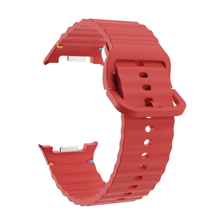 For Samsung Galaxy Watch8 / Watch8 Classic Wavy Grain Stitched Color Buckle Silicone Watch Band