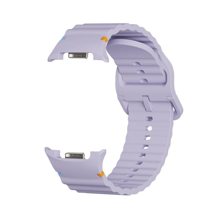 For Samsung Galaxy Watch8 / Watch8 Classic Wavy Grain Stitched Color Buckle Silicone Watch Band
