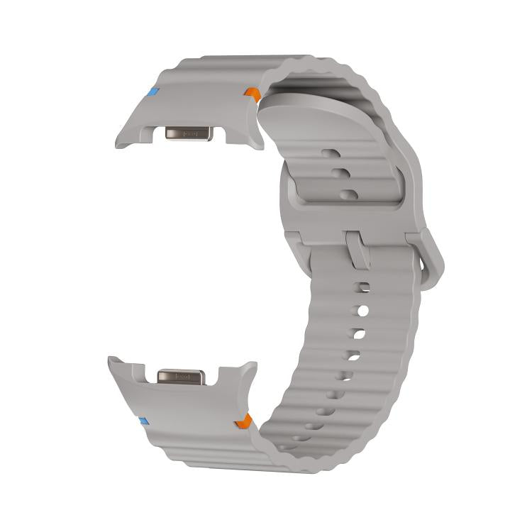 For Samsung Galaxy Watch8 / Watch8 Classic Wavy Grain Stitched Color Buckle Silicone Watch Band