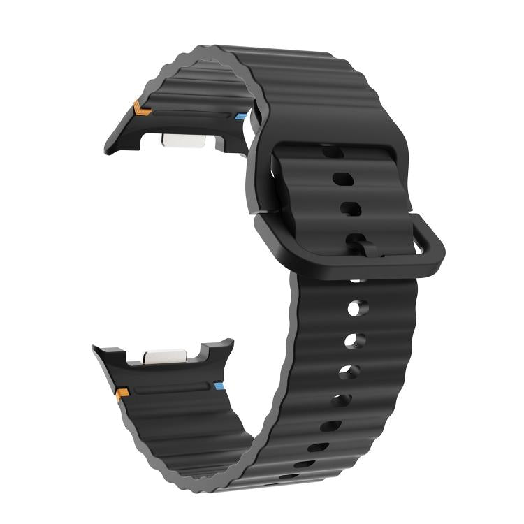 For Samsung Galaxy Watch8 / Watch8 Classic Wavy Grain Stitched Color Buckle Silicone Watch Band