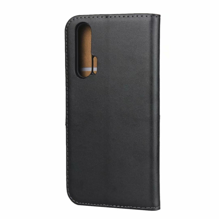 Leather Horizontal Flip Holster for Huawei Honor 20 Pro with Magnetic Clasp and Bracket and Card Slot and Wallet(Black)