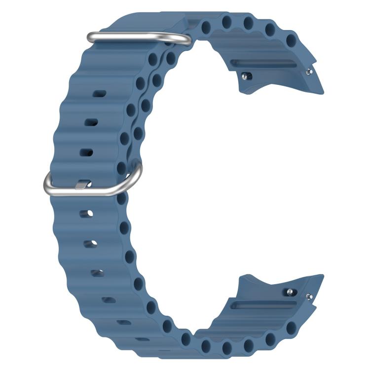 For Samsung Galaxy Watch 7 40 / 44mm Marine Silver Buckle Silicone Watch Band