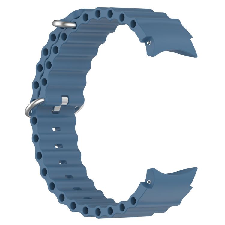 For Samsung Galaxy Watch 7 40 / 44mm Marine Silver Buckle Silicone Watch Band